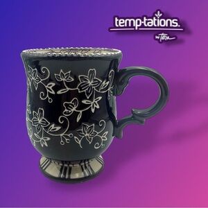 Temp-Tations by Tara Eggplant Purple Floral Lace Mug 16 oz Discontinued Pattern